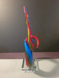 Murano MCM Art Glass Blue Green Red Abstract 12 Love Knot Sculpture Hand Blown