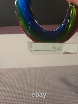 Murano MCM Art Glass Blue Green Red Abstract 12 Love Knot Sculpture Hand Blown