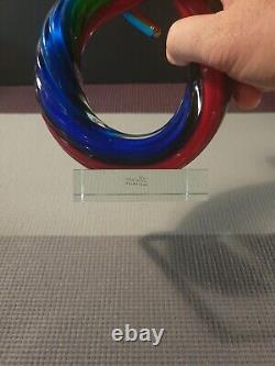 Murano MCM Art Glass Blue Green Red Abstract 12 Love Knot Sculpture Hand Blown