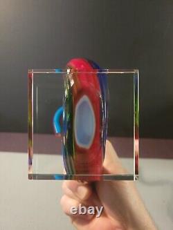 Murano MCM Art Glass Blue Green Red Abstract 12 Love Knot Sculpture Hand Blown