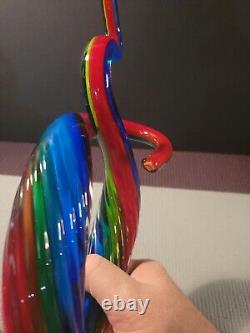 Murano MCM Art Glass Blue Green Red Abstract 12 Love Knot Sculpture Hand Blown