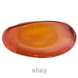 Murano MCM Glass Big Pink and Cream Half Clam Shell Signed 16x14