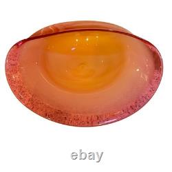 Murano MCM Glass Big Pink and Cream Half Clam Shell Signed 16x14