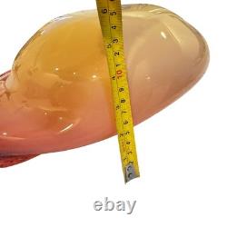 Murano MCM Glass Big Pink and Cream Half Clam Shell Signed 16x14