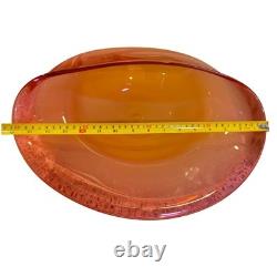 Murano MCM Glass Big Pink and Cream Half Clam Shell Signed 16x14