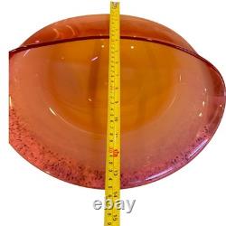 Murano MCM Glass Big Pink and Cream Half Clam Shell Signed 16x14