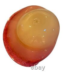 Murano MCM Glass Big Pink and Cream Half Clam Shell Signed 16x14