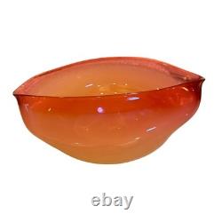 Murano MCM Glass Big Pink and Cream Half Clam Shell Signed 16x14