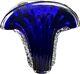 Murano MCM Hand-Blown Abstract Fan Shape Cobalt Blue Glass 10 Vase EXCELLENT