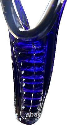 Murano MCM Hand-Blown Abstract Fan Shape Cobalt Blue Glass 10 Vase EXCELLENT