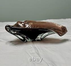 Murano MCM/Vintage Purple & Gold Flake Avventurine Hand Blown Glass Ashtray/Dish