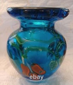 Murano Made In Italy Vintage Hand Blown, Heavy, Art Glass Vase 6 Tall