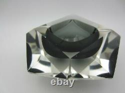 Murano Mandruzzato bluey grey abstract diamond faceted block cut bowl c1970s