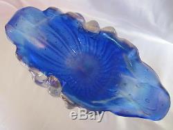 Murano Mid Century Barovier- Toso Bullicante Blue Art Glass Bowl