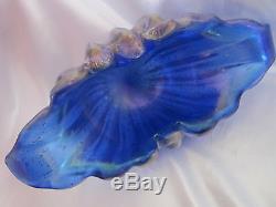 Murano Mid Century Barovier- Toso Bullicante Blue Art Glass Bowl