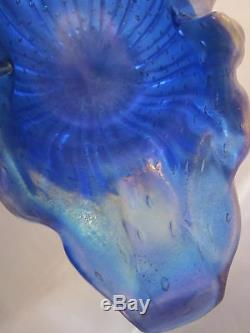 Murano Mid Century Barovier- Toso Bullicante Blue Art Glass Bowl