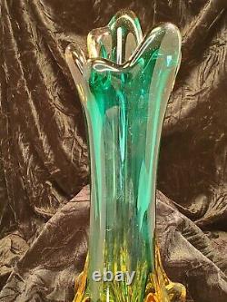 Murano Mid-century Modern Hand Blown One of a Kind Uranium Glass VaseRARE