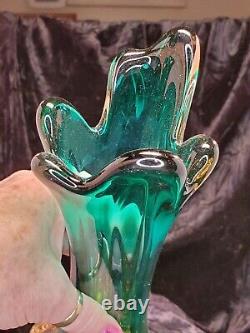 Murano Mid-century Modern Hand Blown One of a Kind Uranium Glass VaseRARE