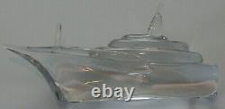 Murano MidCentury Signed Vilea Crystal Powerboat Ship Handblown Clear Glass