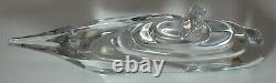 Murano MidCentury Signed Vilea Crystal Powerboat Ship Handblown Clear Glass