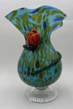 Murano Millefiore Art Glass Hand-Blown Cylinder Vase