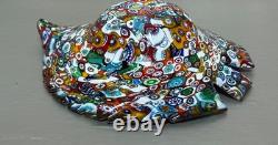 Murano Millefiori Art Glass Leaf Bowl Dish Venetian Hand Blown Italy Vintage