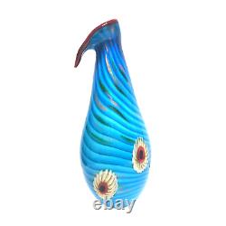 Murano Millefiori Calla Lilli Art Glass Vase MCM Hand-blown Statement Piece RARE