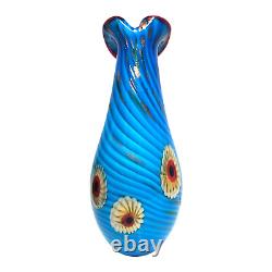 Murano Millefiori Calla Lilli Art Glass Vase MCM Hand-blown Statement Piece RARE