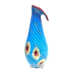 Murano Millefiori Calla Lilli Art Glass Vase MCM Hand-blown Statement Piece RARE