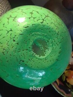 Murano Millefiori Hand Blown Art Water Pitcher Green Clear Handle 8 vtg
