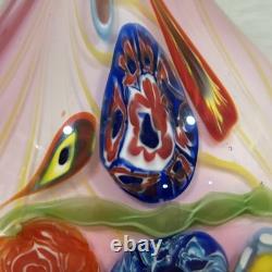 Murano Millefiori Style Art Hand Blown Glass Vase Pink Swirl 10 Tall 8 Lbs