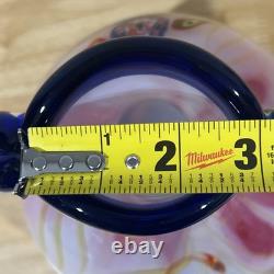 Murano Millefiori Style Art Hand Blown Glass Vase Pink Swirl 10 Tall 8 Lbs