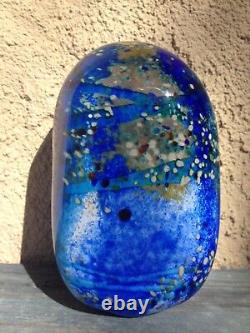 Murano Modern Abstract Venetian Art Glass Sculpture Large Cobalt Aqua Blue 4lb