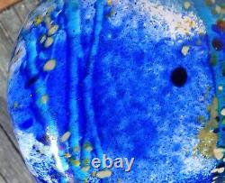 Murano Modern Abstract Venetian Art Glass Sculpture Large Cobalt Aqua Blue 4lb