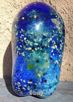 Murano Modern Abstract Venetian Art Glass Sculpture Large Cobalt Aqua Blue 4lb