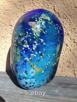 Murano Modern Abstract Venetian Art Glass Sculpture Large Cobalt Aqua Blue 4lb