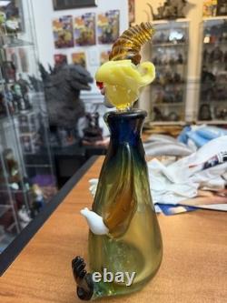 Murano Murano sytle 12 inch Hand blown Glass Bottle clown and stopper