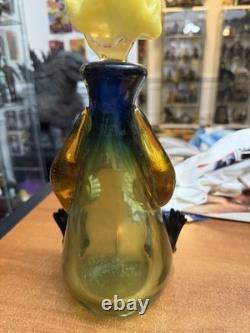 Murano Murano sytle 12 inch Hand blown Glass Bottle clown and stopper