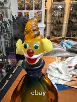 Murano Murano sytle 12 inch Hand blown Glass Bottle clown and stopper