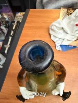 Murano Murano sytle 12 inch Hand blown Glass Bottle clown and stopper