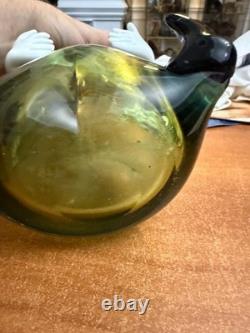 Murano Murano sytle 12 inch Hand blown Glass Bottle clown and stopper