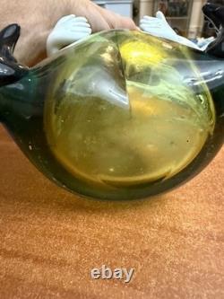 Murano Murano sytle 12 inch Hand blown Glass Bottle clown and stopper