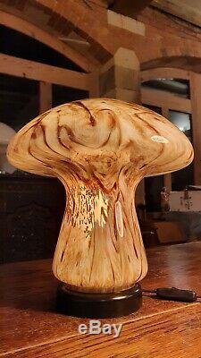 Murano Mushroom Table Lamp, Handblown Glass Vintage Italian Designer Lighting