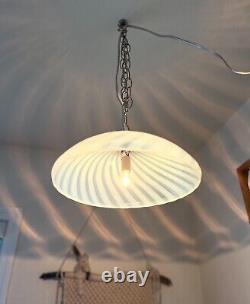 Murano Opalescent Vetri Swirl Glass Hanging Light Fixture Pendant 12 Hand Blown