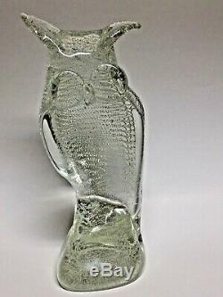 Murano Owl Blown Glass Bullicante Sculpture Signed Licio Zanetti