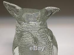 Murano Owl Blown Glass Bullicante Sculpture Signed Licio Zanetti
