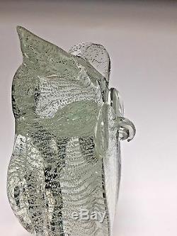 Murano Owl Blown Glass Bullicante Sculpture Signed Licio Zanetti