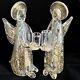 Murano Pair Of 2 Hand-blown Art Glass Angel Candle Holders Millefori Gold