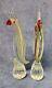 Murano Pair of Cockatoo Striped Hand-Blown Art Glass Figures Vintage mABZ