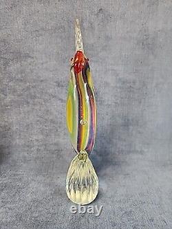 Murano Pair of Cockatoo Striped Hand-Blown Art Glass Figures Vintage mABZ